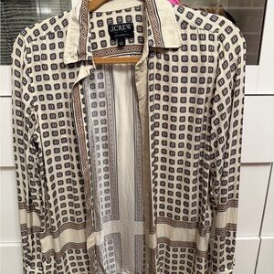 J. Crew Cream and Tan Patterned Lightweight Button down top 4